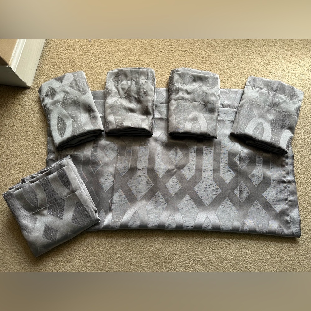 Mainstays 27” x 63” Woven Jacquard Grey Curtain Panels